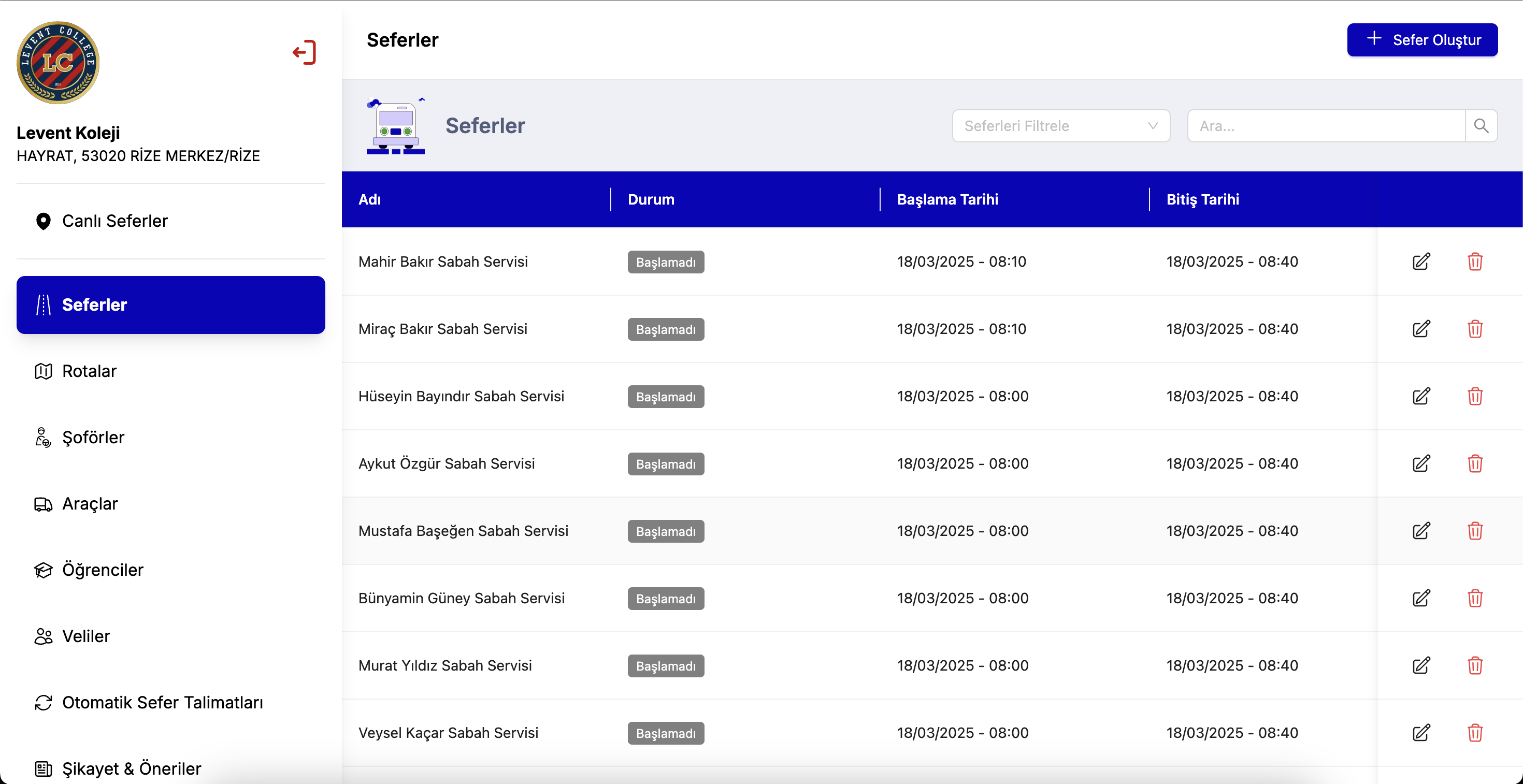 Sürücü Kimliklerinin Onaylanması - SchoolRoute Sürücü Yönetim Paneli